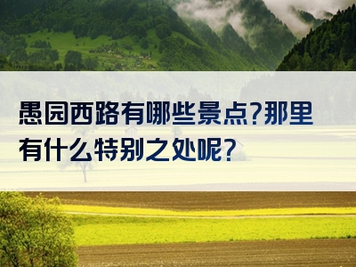 愚园西路有哪些景点？那里有什么特别之处呢？