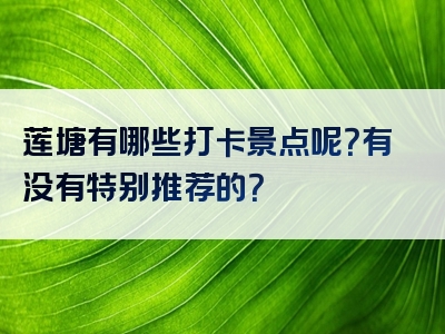 莲塘有哪些打卡景点呢？有没有特别推荐的？