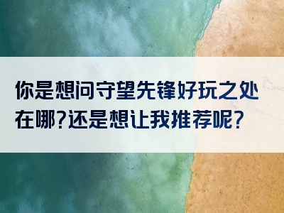 你是想问守望先锋好玩之处在哪？还是想让我推荐呢？