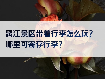 漓江景区带着行李怎么玩？哪里可寄存行李？