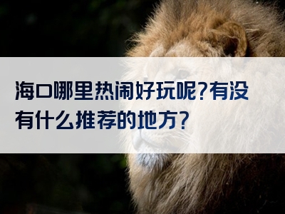 海口哪里热闹好玩呢？有没有什么推荐的地方？