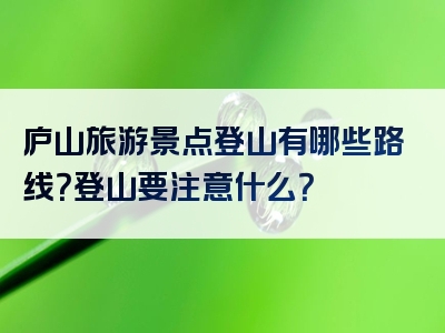 庐山旅游景点登山有哪些路线？登山要注意什么？