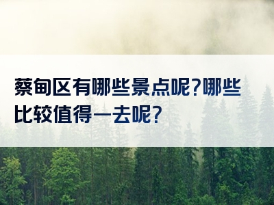 蔡甸区有哪些景点呢？哪些比较值得一去呢？