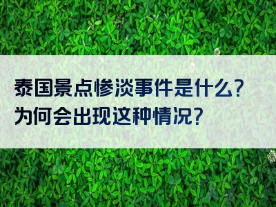 泰国景点惨淡事件是什么？为何会出现这种情况？