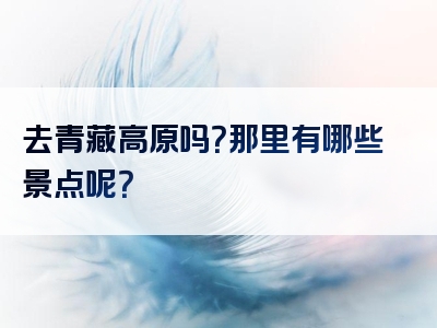 去青藏高原吗？那里有哪些景点呢？