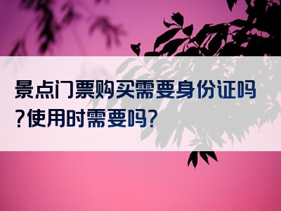景点门票购买需要身份证吗？使用时需要吗？