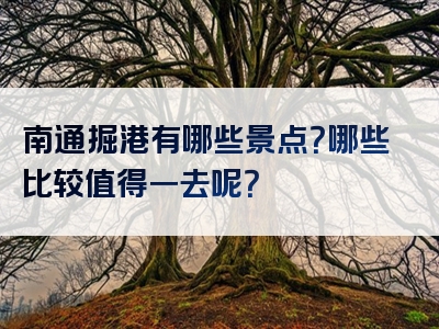 南通掘港有哪些景点？哪些比较值得一去呢？