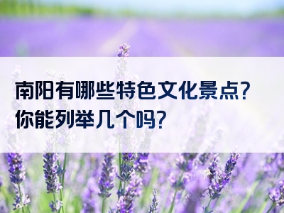 南阳有哪些特色文化景点？你能列举几个吗？
