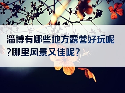 淄博有哪些地方露营好玩呢？哪里风景又佳呢？