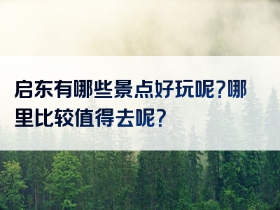 启东有哪些景点好玩呢？哪里比较值得去呢？