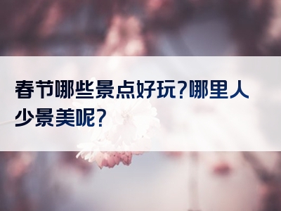 春节哪些景点好玩？哪里人少景美呢？