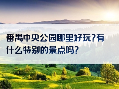 番禺中央公园哪里好玩？有什么特别的景点吗？