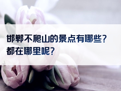 邯郸不爬山的景点有哪些？都在哪里呢？