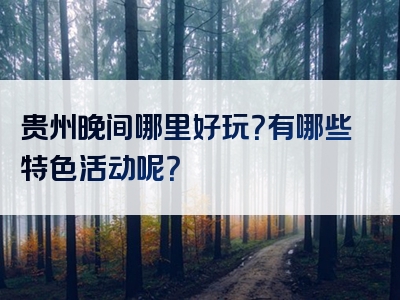 贵州晚间哪里好玩？有哪些特色活动呢？