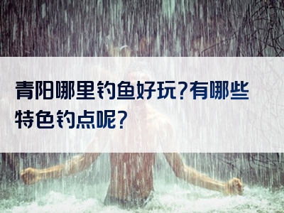 青阳哪里钓鱼好玩？有哪些特色钓点呢？