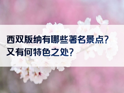 西双版纳有哪些著名景点？又有何特色之处？