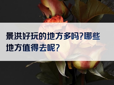 景洪好玩的地方多吗？哪些地方值得去呢？