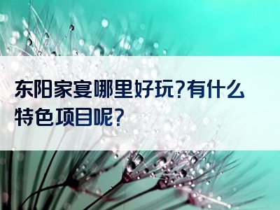 东阳家宴哪里好玩？有什么特色项目呢？