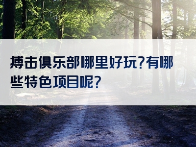 搏击俱乐部哪里好玩？有哪些特色项目呢？