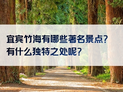 宜宾竹海有哪些著名景点？有什么独特之处呢？