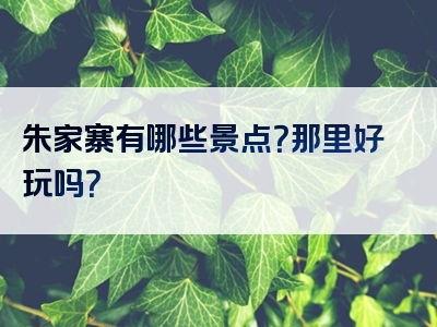 朱家寨有哪些景点？那里好玩吗？