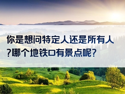 你是想问特定人还是所有人？哪个地铁口有景点呢？