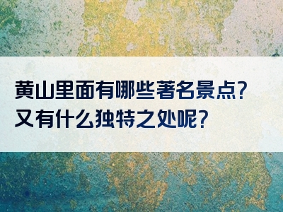 黄山里面有哪些著名景点？又有什么独特之处呢？