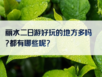 丽水二日游好玩的地方多吗？都有哪些呢？
