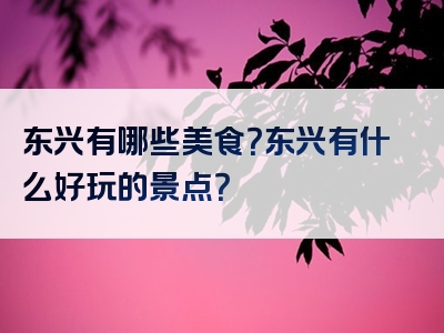 东兴有哪些美食？东兴有什么好玩的景点？