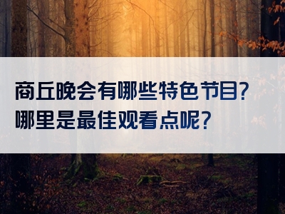 商丘晚会有哪些特色节目？哪里是最佳观看点呢？