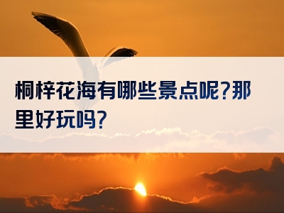 桐梓花海有哪些景点呢？那里好玩吗？