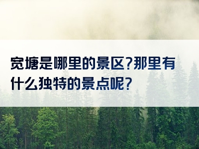 宽塘是哪里的景区？那里有什么独特的景点呢？