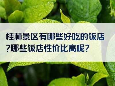 桂林景区有哪些好吃的饭店？哪些饭店性价比高呢？