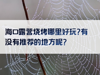 海口露营烧烤哪里好玩？有没有推荐的地方呢？