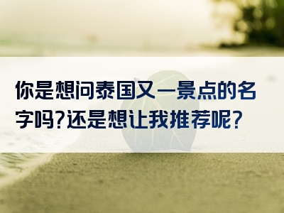 你是想问泰国又一景点的名字吗？还是想让我推荐呢？