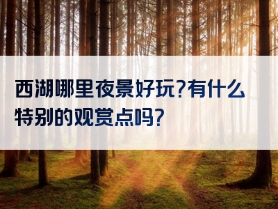 西湖哪里夜景好玩？有什么特别的观赏点吗？