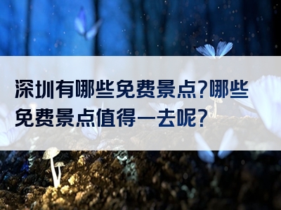 深圳有哪些免费景点？哪些免费景点值得一去呢？