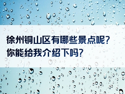 徐州铜山区有哪些景点呢？你能给我介绍下吗？