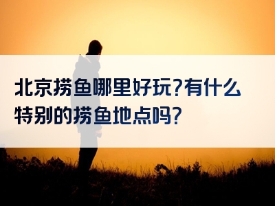 北京捞鱼哪里好玩？有什么特别的捞鱼地点吗？