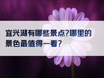 宜兴湖有哪些景点？哪里的景色最值得一看？