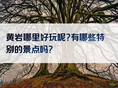 黄岩哪里好玩呢？有哪些特别的景点吗？