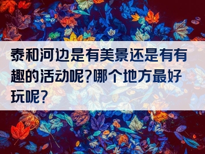 泰和河边是有美景还是有有趣的活动呢？哪个地方最好玩呢？