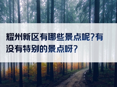 耀州新区有哪些景点呢？有没有特别的景点呀？