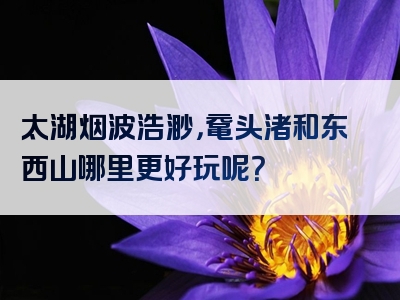 太湖烟波浩渺，鼋头渚和东西山哪里更好玩呢？