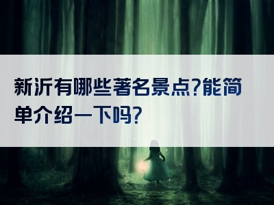 新沂有哪些著名景点？能简单介绍一下吗？