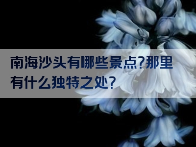 南海沙头有哪些景点？那里有什么独特之处？
