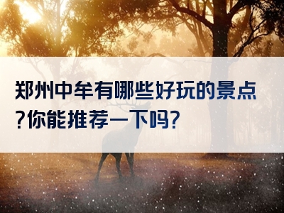 郑州中牟有哪些好玩的景点？你能推荐一下吗？