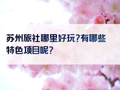 苏州旅社哪里好玩？有哪些特色项目呢？