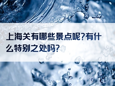 上海关有哪些景点呢？有什么特别之处吗？