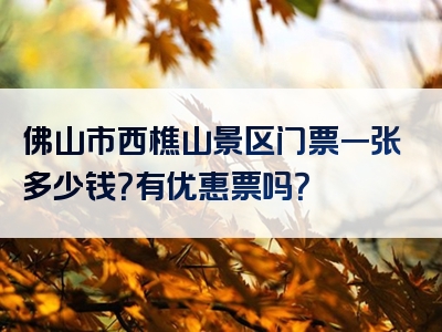 佛山市西樵山景区门票一张多少钱？有优惠票吗？
